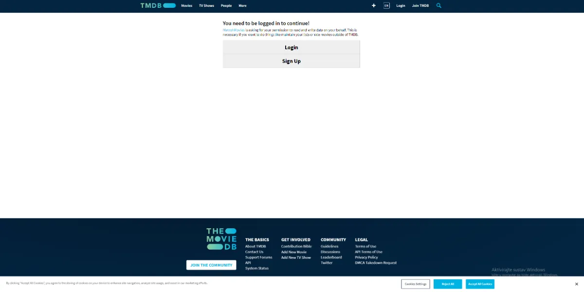 My React website IMDG API login function step 1