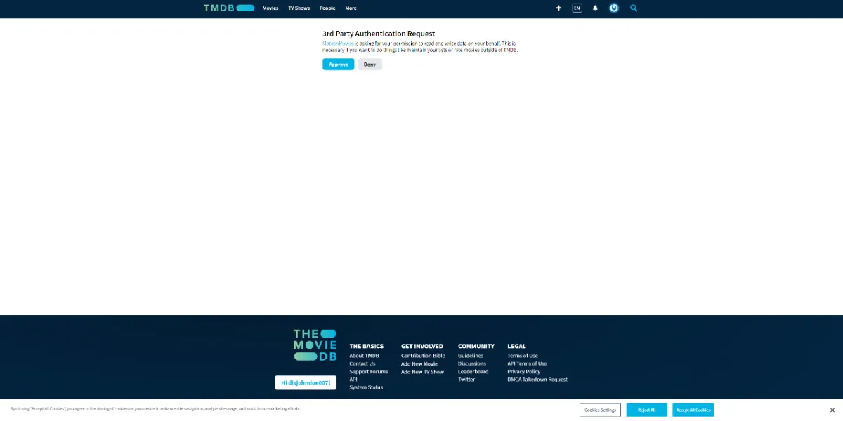 My React website IMDG API login function step 2