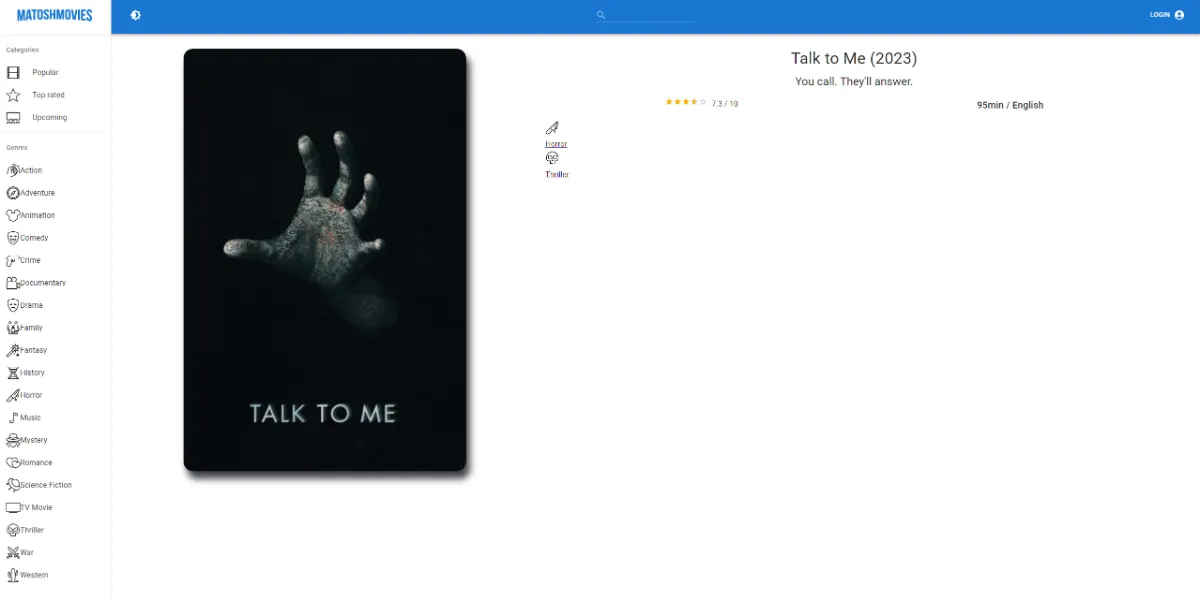 Popular movies, single page My React website popular movie single page